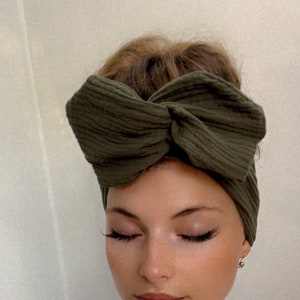 Moss Green Wired Headband | Wire Head Wrap | Wired Hair Wrap | Green Headband | Wide Twist Headband | Handcrafted by La Belle Bunny