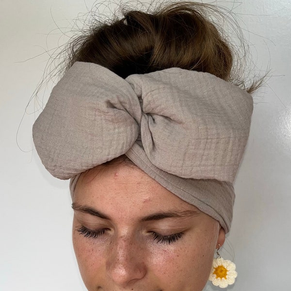 Beige Wide Wire Hair Wrap | Wired Headband | Wired Head Wrap | Beige Headband | Wire Twist Headband  | Handcrafted by La Belle Bunny