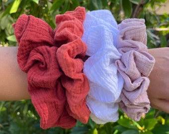 XXL Scrunchies Pink, Red, Orange and White Large Oversized Hair Scrunchies