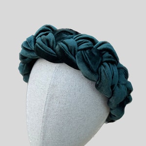 Green Velvet Wide Braided Headband  | Velvet Padded Headband  |  Velvet HeadBand  |  Handcrafted by La Belle Bunny