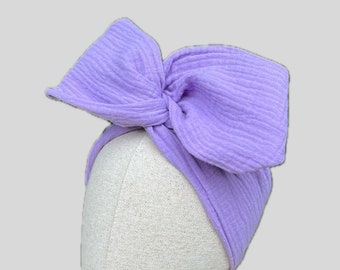 Purple Wired Headband Wide Soft Cotton Head Wrap