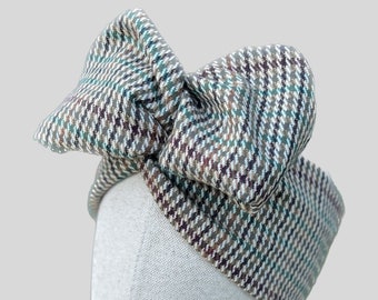 Houndstooth Wide Wire Hair Wrap, Handmade in Australia using Vintage Material