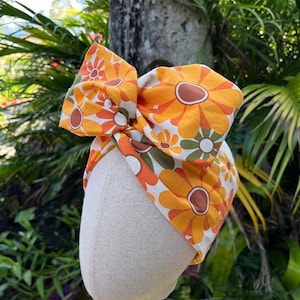 Retro Floral Wired Headband | Sunflower Hippie Wired Head Wrap | Handcrafted by La Belle Bunny in Australia