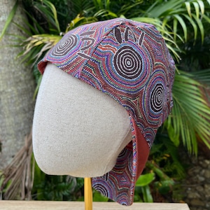 Aboriginal Welding Cap | 100% Cotton Brown Reversible Custom Welding Hat | Handcrafted by La Belle Bunny in Australia