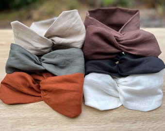 100% Pure Flax Linen Headbands, Linen Earthy Handmade Wired Head Wraps, Wired Headbands