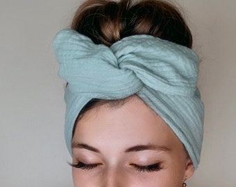 Salbei breites geflochtenes Stirnband, Handmade AU, 100% Baumwolle