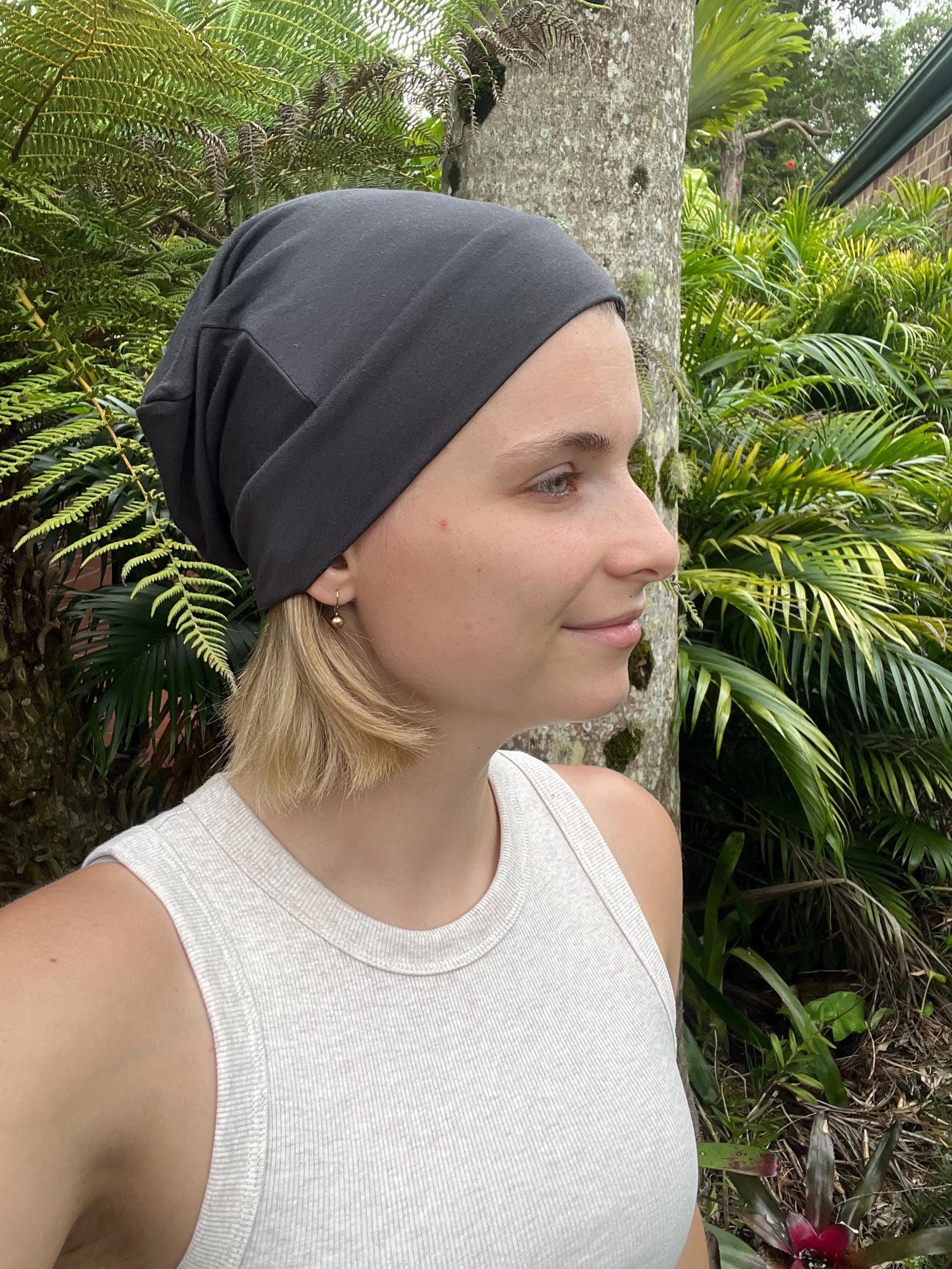 Charcoal Black Bamboo Beanie | Soft, Lightweight Slouch Cap for Sensitive Scalps | Breathable & Stretchy Headwear