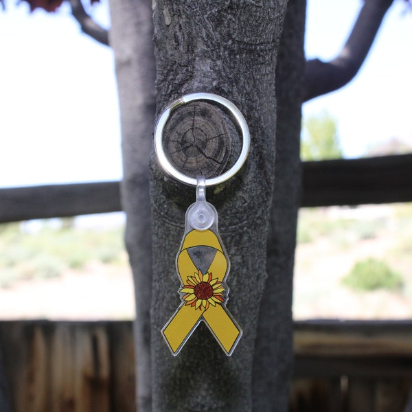 Childhood Cancer/ Sarcoma Sunflower Ribbon - Mini Key Chain