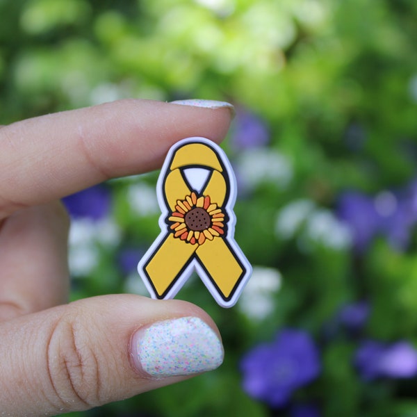 Croc Shoe Charm - Childhood Cancer/ Sarcoma Sunflower Ribbon