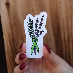 Lymphoma / Mental Health Awareness Floral Ribbon - Sticker