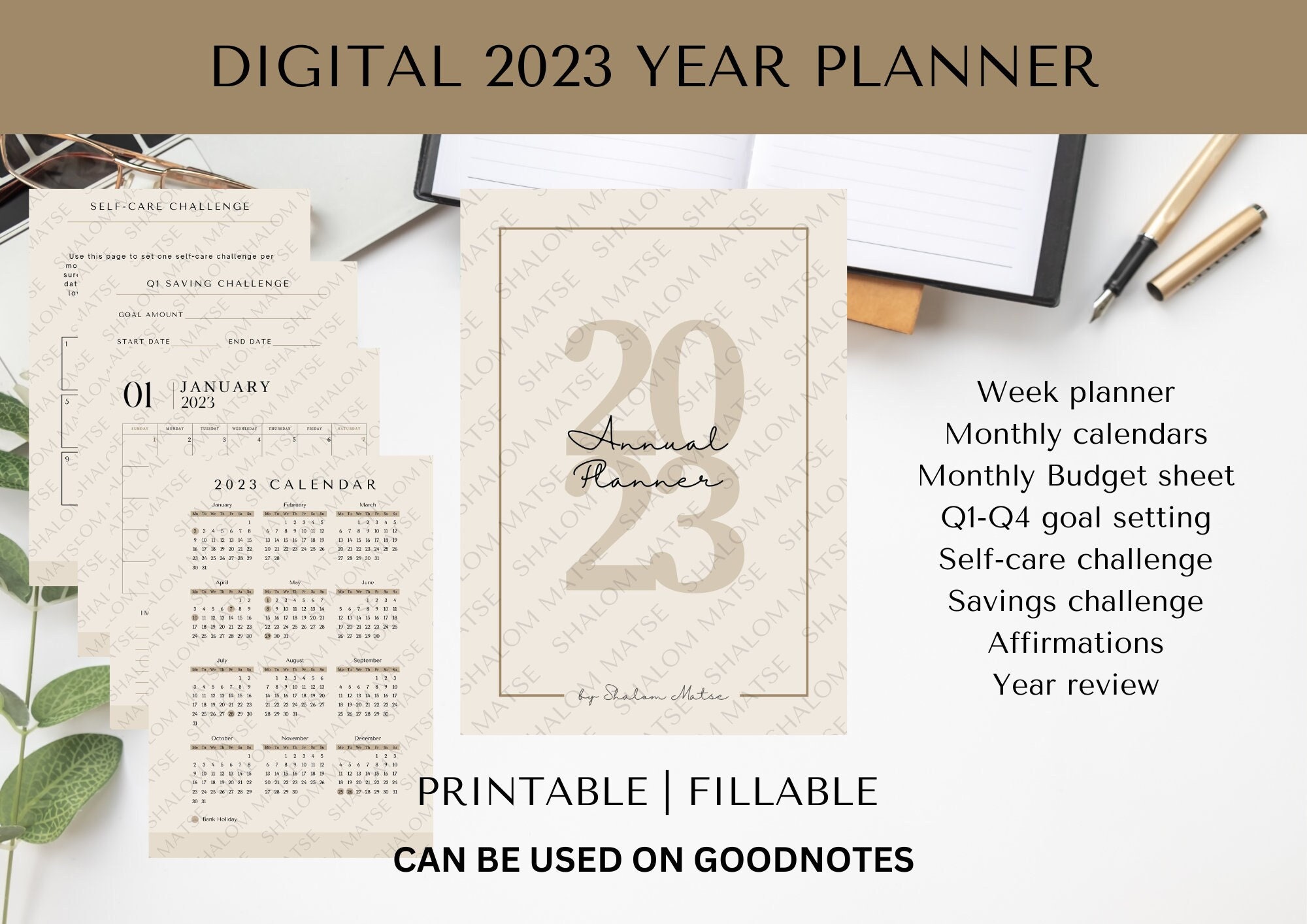 Beige 2023 Digital Planner iPad Planner Weekly & Monthly - Etsy