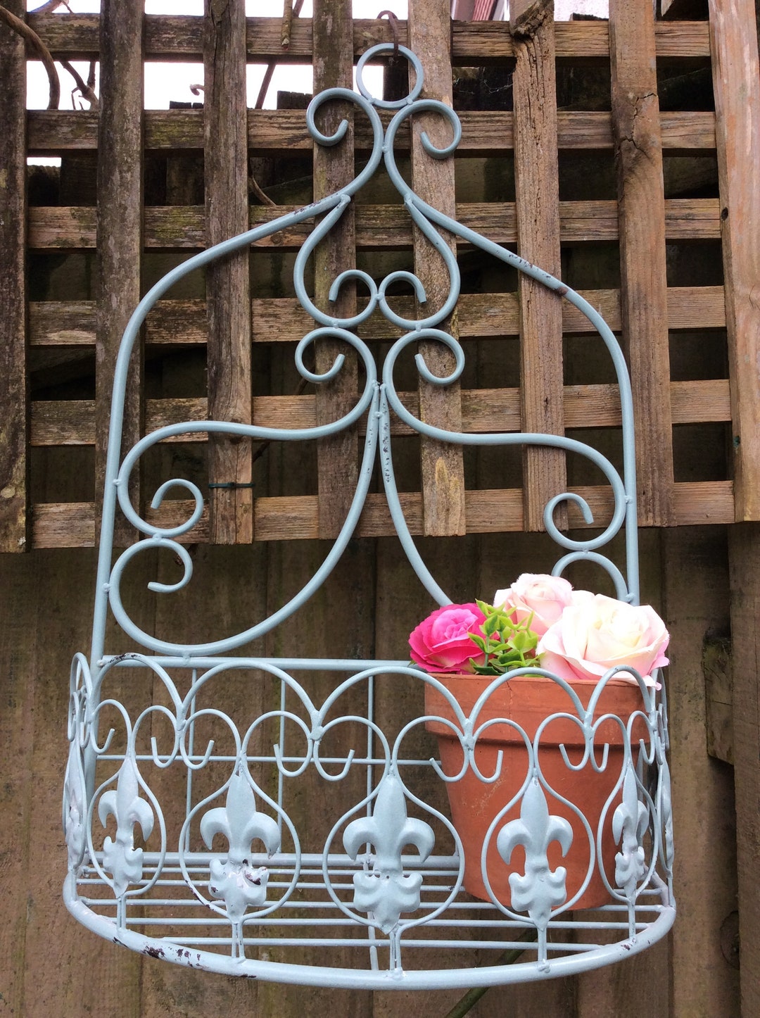 LARGE Vintage Style Metal Garden Wall Planter Hanging Basket Etsy UK