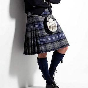 Hamilton Grey Tartan Kilt: Traditional Scottish Highland Wear - Durable Acrylic Fabric, Custom Made for Men’s Utility Style