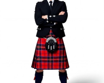 Scottish Kilt Handcrafted MacGillivray Tartan: Adjustable Leather Straps, Acrylic Fabric | Men’s Utility, Authentic Highland Wear