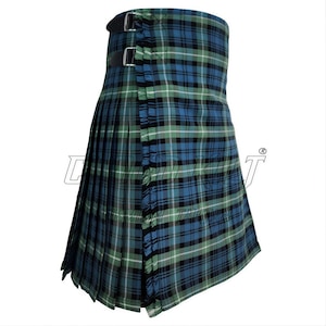 Utility Kilt Scottish Tartan, Lamont Clan Pattern, Acrylic Fabric (Adjustable Leather Straps, Custom Sizing, Durable Comfort)