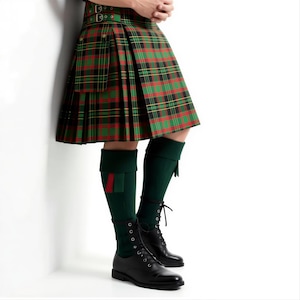 Clan Doyle Tartan Utility Kilt, Custom Fit with Cargo Pockets (Handcrafted, Durable Acrylic Fabric, Adjustable Leather Straps)