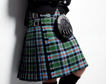 Colorado Tartan Kilt Scottish Heritage Utility Kilt, Handcrafted Acrylic Fabric (8 Yard Design, Adjustable Leather Straps)