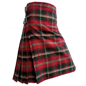 Heren Tartan Kilt Esdoornbladpatroon, Custom Made Highland Wear (verstelbare leren bandjes, premium acryl 16oz stof, pasvorm op maat)