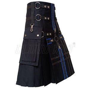 Gothic Utility Kilt: Men&#39;s Cotton Cargo Pockets, Custom Fit