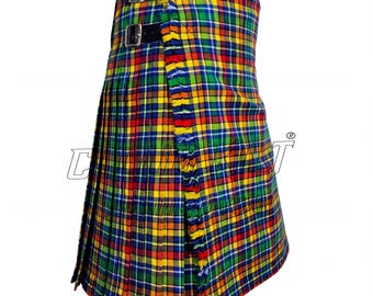 Spiers Tartan Kilt - Men's Utility Highland Wear - 8 Yard Handcrafted, Acrylic Wool Blend, Adjustable Leather Straps
