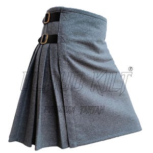 Gray Wool Tartan Kilt, 8 Yard Kilt, Handcrafted Traditional Kilt, 16oz Acrylic Tartan, Custom Kilt, Perfect for Highland Wears, Gift For Him