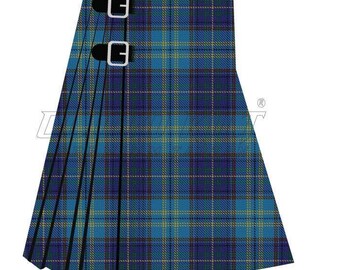Adjustable Fit Kilt Scottish Heritage, Harmon of Plenderleith Tartan, Handcrafted (8 Yard Length, Leather Strap, Custom Sizing)