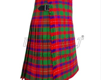 Geddes Tartan Kilt: Traditional Scottish Highland Pattern - Wool Acrylic Fabric, Adjustable Leather Straps, 8 Yard Length