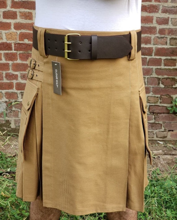Genuine Leather Kilt Belt: Wide Classic Cowhide With Brass Buckle