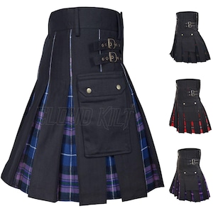 Men&#39;s Handcrafted Utility Kilt: Modern Design with Cargo Pockets