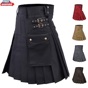 Men&#39;s Cotton Utility Kilt: Highland Festival Cargo Kilt