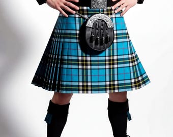 Thompson Blue Tartan Artisan Kilt: Traditional Scottish Wool, Rust-Free Hardware (Custom Fit, Eight Yard Length, Heritage Wear)