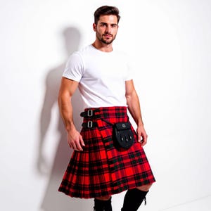 Kilt tartan moderne MacIntosh - Kilt en laine écossaise fabriqué à la main - Tissu de 8 yards, lanières de cuir, vêtements utilitaires traditionnels et à la mode