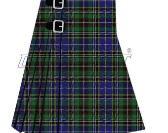 Dowling Tartan Kilt Artisan Crafted, Deep Knife Pleats (Handmade 8 Yard, Acrylic Fabric, Custom Sizing)