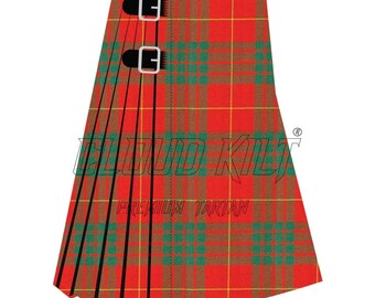 Cameron Tartan Kilt: Classic Highland Style - Handmade 8 Yard, Leather Buckle Strap, Custom Size for Mens Formal Events