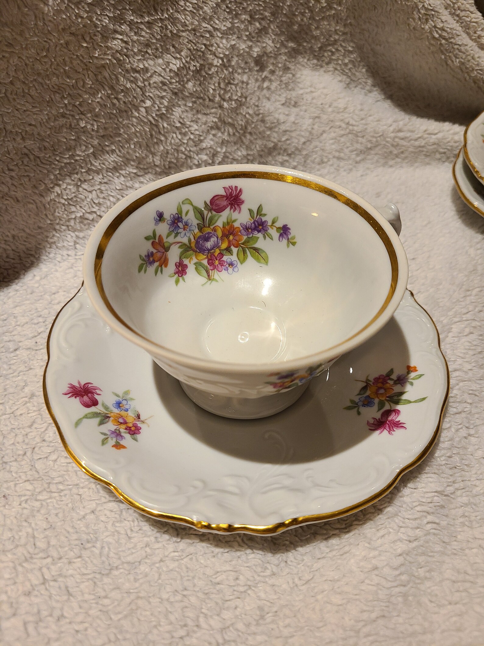 Walbrzych Poland China Tea Set of 3 Cups and Saucers Etsy