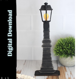 Soporte/colgante para letrero de farola, descarga digital, compatible con láser para madera de 1/8 de pulgada, 3 mm, SVG.