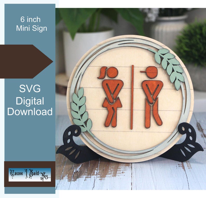 Display Sign, Bathroom Sign, His & Hers Sign, 6 Inch Sign for Hanging ...