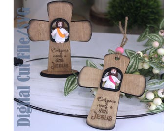 Soporte para Jesús, soporte o adorno/etiqueta para Jesús, SVG cortado con láser (descarga digital)