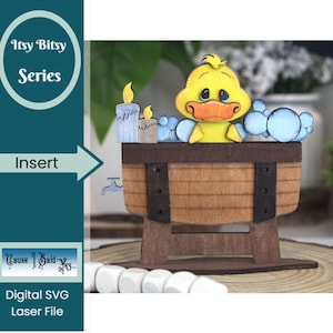 Inserto intercambiable de pato de baño de burbujas, decoración del hogar, soporte para estantes, bandeja escalonada, estilo rústico, descarga digital, material de 3 mm (1/8&quot;)