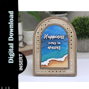 Le bonheur vient en vagues, cadre vendu séparément, style campagnard, téléchargement numérique SVG 1/8" 3 mm, plage