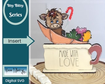 Interchangeable Highland Cow Insert, Shelf Sitter, Tiered Tray Decor, Rustic, Farmhouse Style, Digital Download 1/8" / 3mm Material