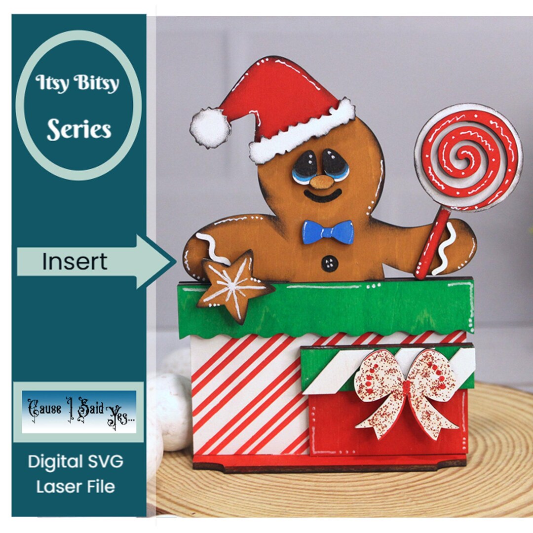 Interchangeable Gingerbread Man Insert, Home Decor, Tiered Tray Decor ...