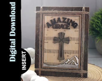 Amazing Grace Rustic Sign Insert, cornice venduta separatamente, stile fattoria, download digitale SVG 1/8" materiale da 3 mm