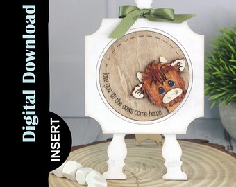 Interchangeable Highland Cow Insert for Snazzy Frame/Birdhouse, Home Decor, Farmhouse, Digital Download 1/8" / 3mm Material