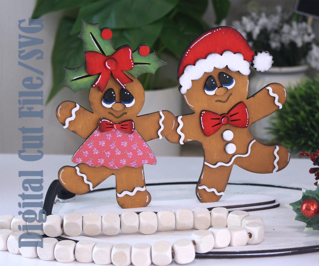 Dancing Gingerbread, Gingerbread Man & Girl, Shelf Sitter, Digital ...