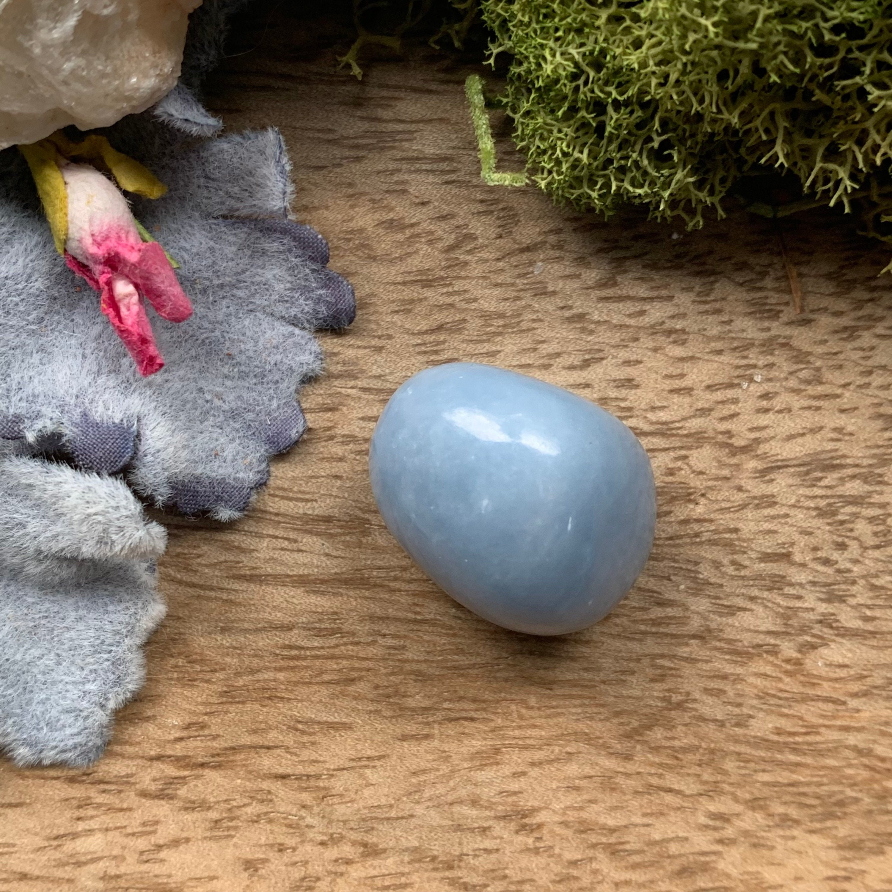 Angelite (Blue Anhydrite): Polished Tumbled Stone -- 9 grams
