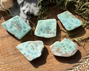 Larimar, both sides polished: Dominican Republic; approximately 1 ounce, or 25-30 grams each