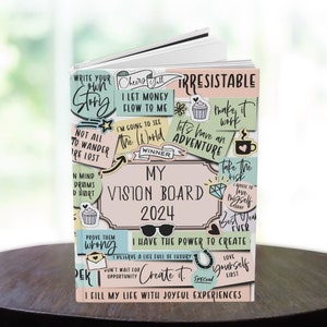 Vision Board 2024 Journal, Vision Board Words, New Year Resolutions Journal Positive Affirmations Daily Reminders Gift Mental Health Journal