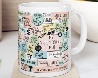 Vision Board Mug, Daily Reminders Mug, Positive Affirmation Mug, Self Love Mug Inspirational Sayings, Mug with Quotes Daily Reminders Mug