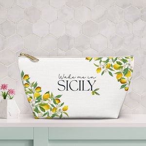 Sicily Travel Custom Sicily Makeup Bag Sicily Honeymoon Sicily Wedding Favors Sicily Trip Italy Themed Gift Sicily Girl Trip Italy Travel